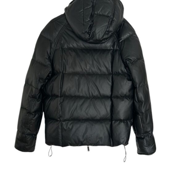 Emporio Armani Jeans Womens Black Hooded Duck Down Puffer Coat Jacket Size Large - Picture 2 of 16